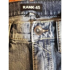 RANK 45 Mens Jeans Blue Wash Straight Leg Size 33x32 Button Fly Denim‎
